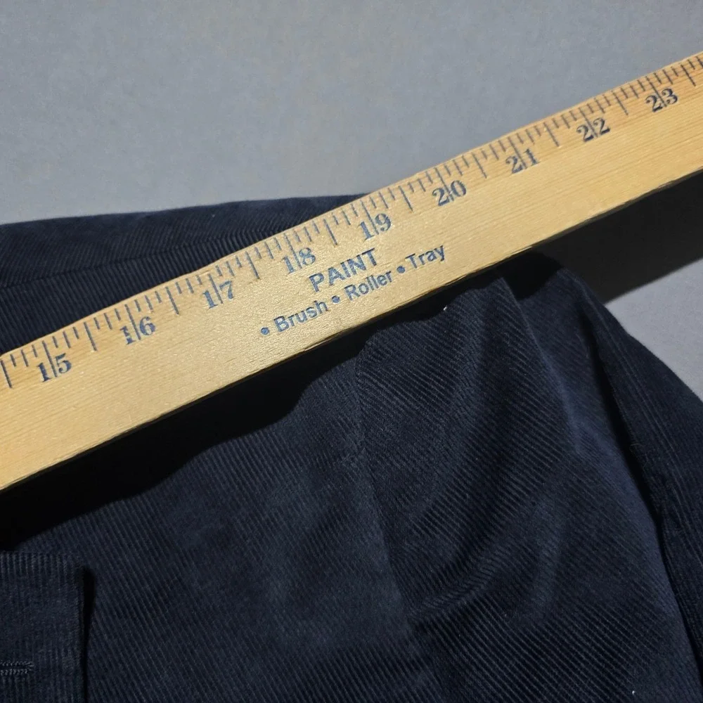Tommy Hilfiger Corduroy Blazer Men 46L Navy Blue Elbow Patches Two Button Jacket